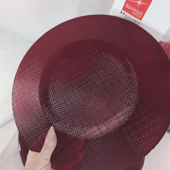 Bormioli Rocco Inca Set of 4 Charger Plates Red Glass 30.3cm 392906 Spain RARE - Picture 5 of 12